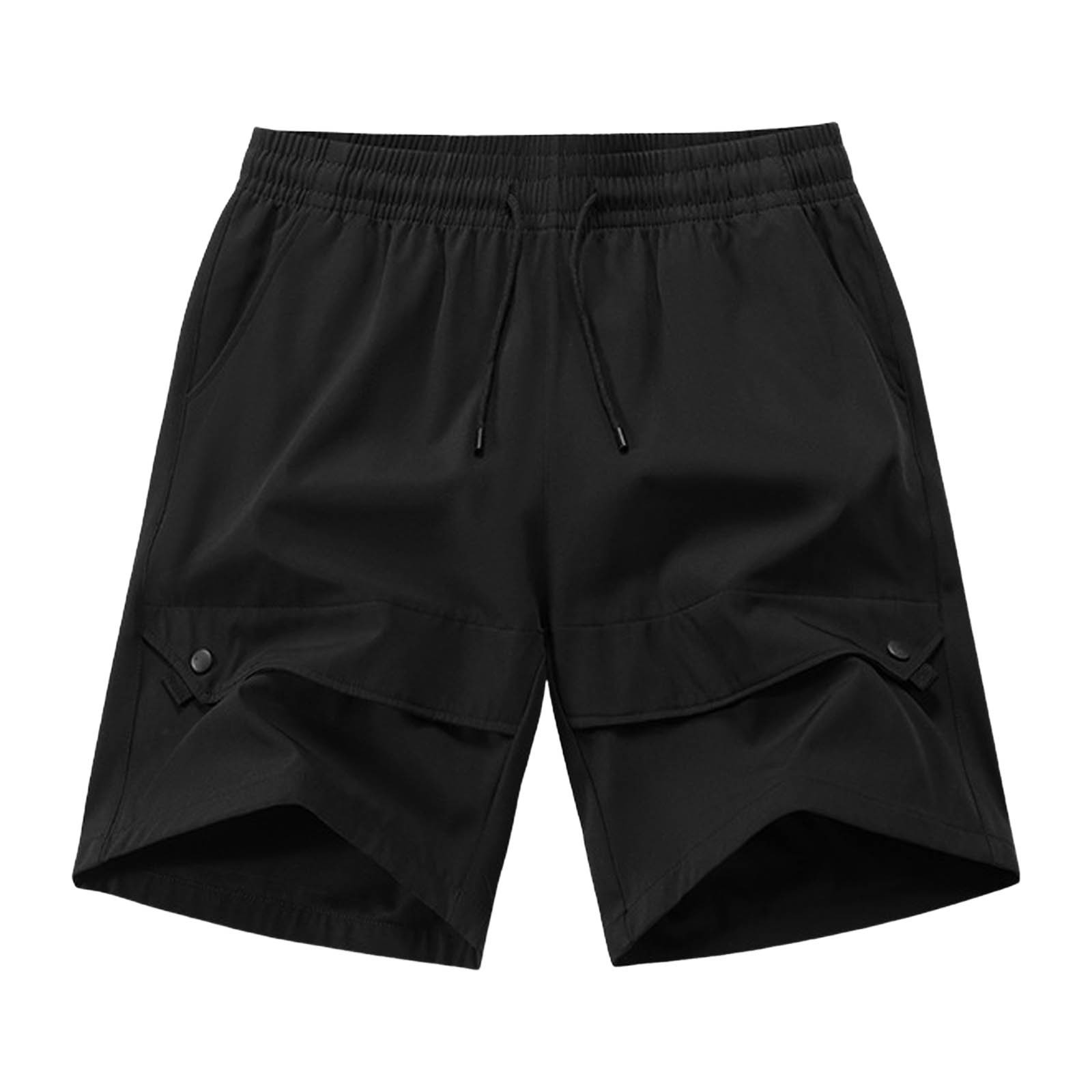 thumbnail image 4 of Pantalones cortos casuales de color liso para hombre, tejido de seda Ice, elástico en cuatro direcciones, deportes al aire libre, transpirables, M-XXXXL, 4 of 5